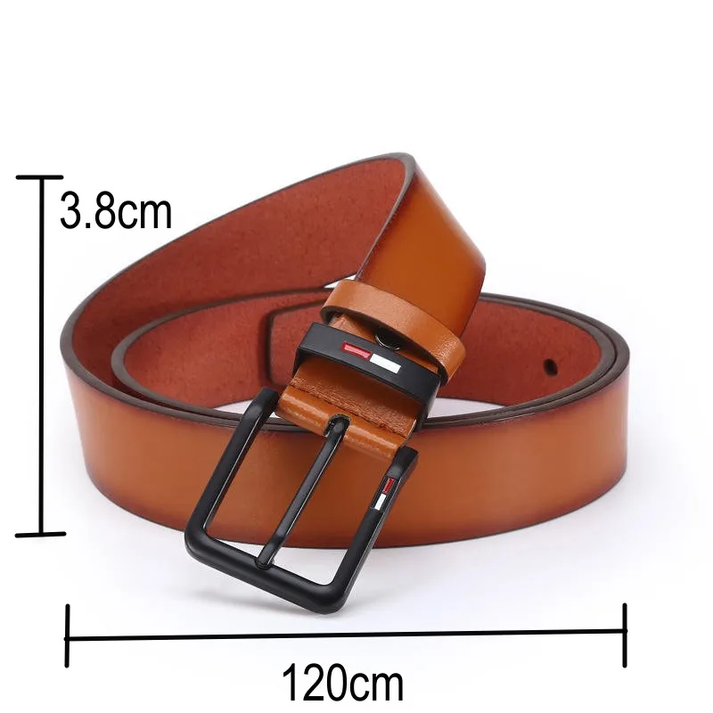 Men's PU Leather Alloy Pin Square Buckle Belt BusinessLeisure Belts 2023 Fashion Black Coffee Brown WaistBelts for Men - Image 3