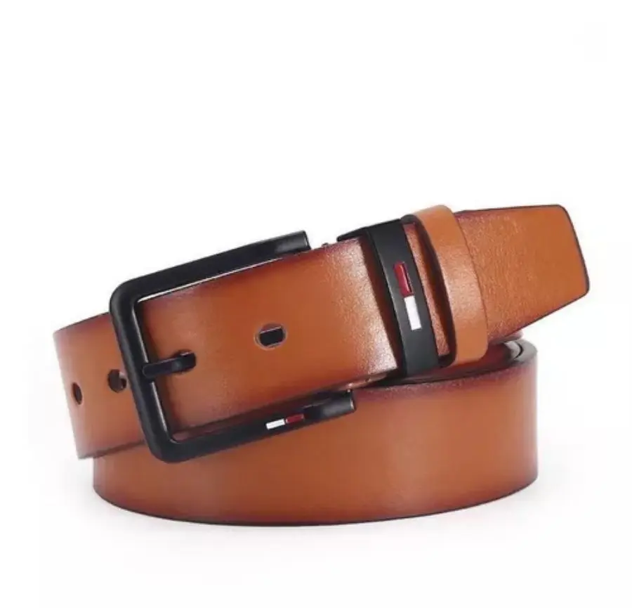 Men's PU Leather Alloy Pin Square Buckle Belt BusinessLeisure Belts 2023 Fashion Black Coffee Brown WaistBelts for Men - Image 2