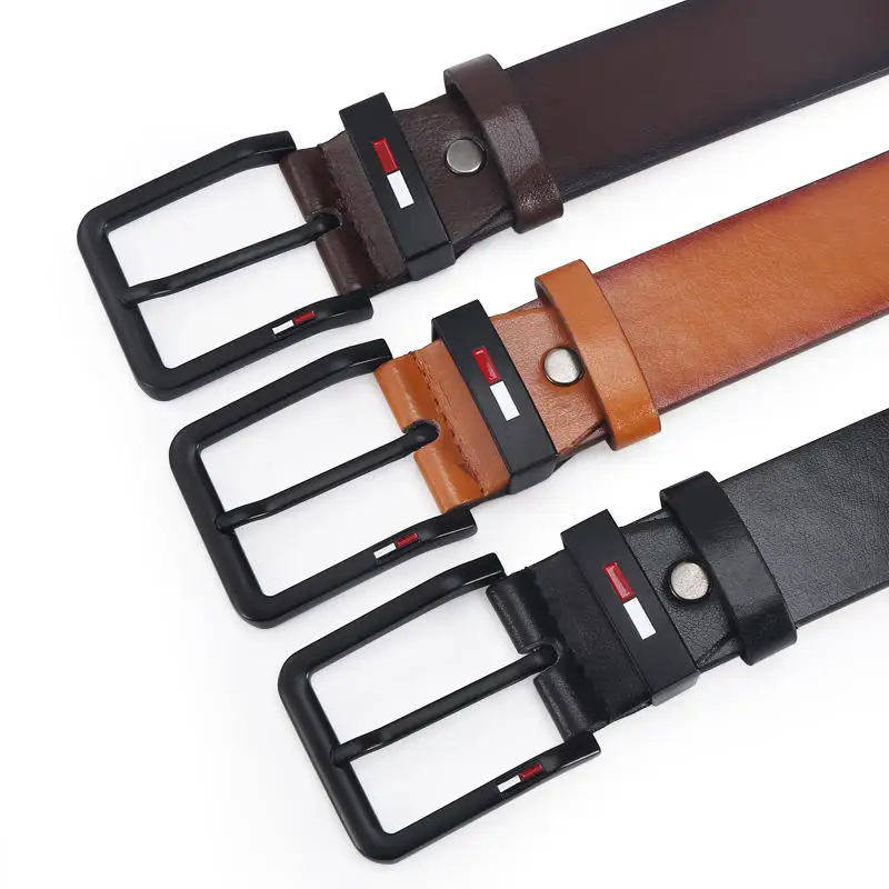 Men's PU Leather Alloy Pin Square Buckle Belt BusinessLeisure Belts 2023 Fashion Black Coffee Brown WaistBelts for Men - Image 4
