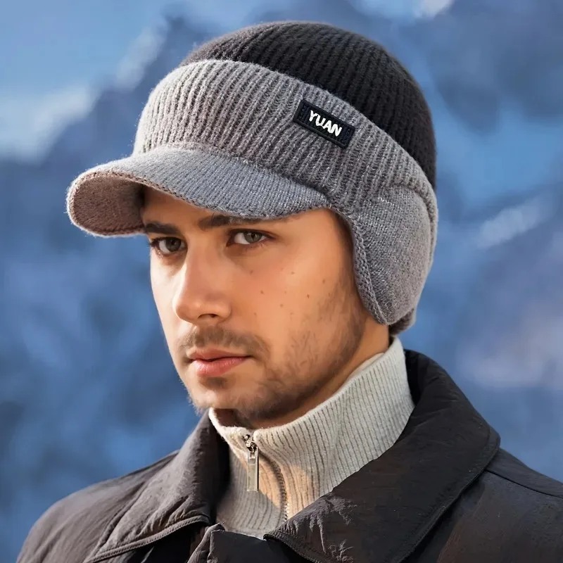 Dual-Tone Knit Baseball Cap - Outdoor Activities | Fashionable Dad Hat with Ear Protection | Perfect for Couples Hats for Men - Image 4