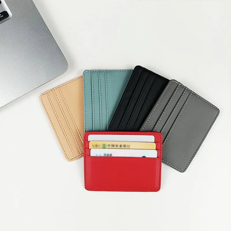 Colorful PU Leather Card Wallet - Compact Business Card Holder for Men & Women - Image 4