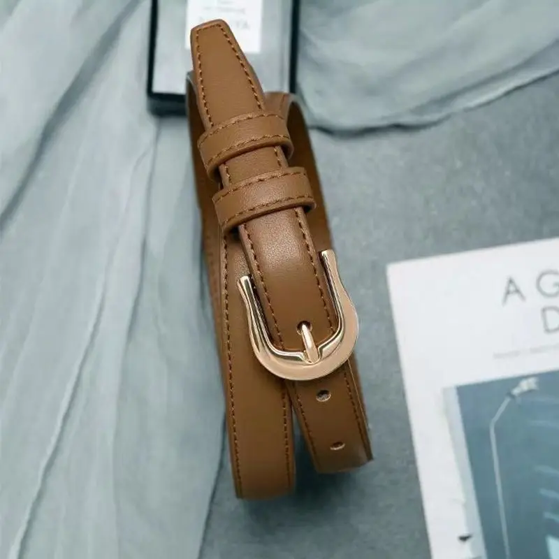 Belt Summer Brown Belt with Fine Matching Western Pants Simple and Versatile Belt 2024 New Fashion Decoration - Image 5