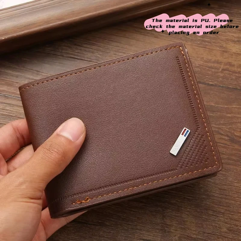 Men's leather short wallet thin wallet foldable minimalist soft leather wallet - Image 2