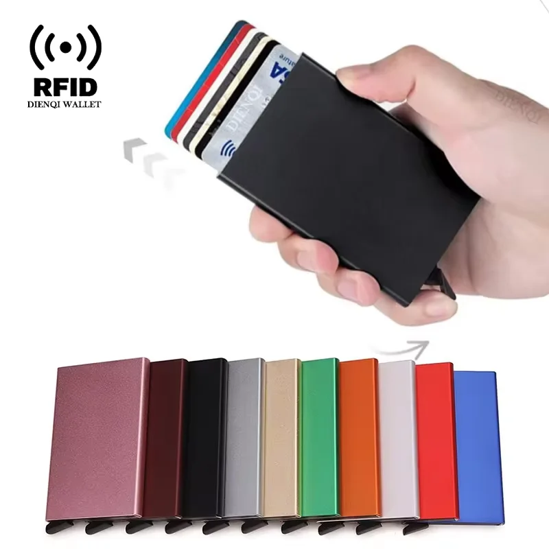 Rfid Smart Wallet Card Holder Metal Thin Slim Men Women Wallets Pop Up Minimalist Wallet Small Black Purse Vallet Walets for Men - Image 2