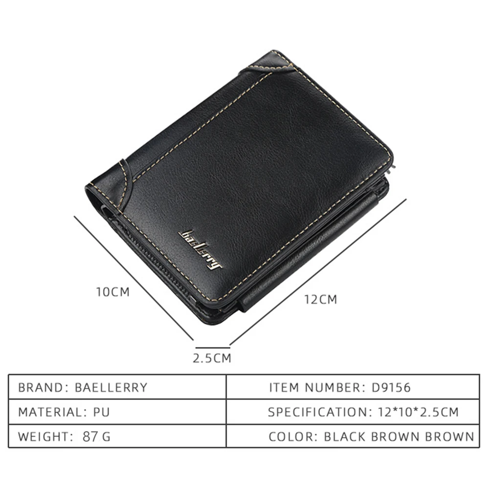 New PU Leather Men Wallets High Quality Zipper Short Desigh Card Holder Male Purse Vintage Coin Holder Men Wallets - Image 2