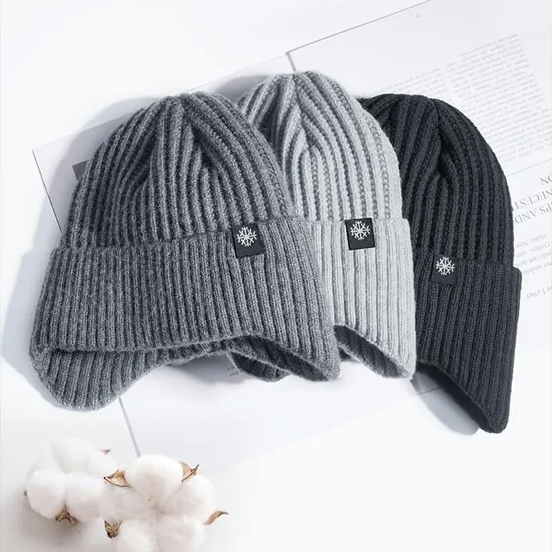 Men Winter Knitted Hat Plush Warmth Peaked Cap Outdoor Earmuff Casual Fashion Faux Fur Lined Bomber Hats Cycling Ear Protection - Image 6