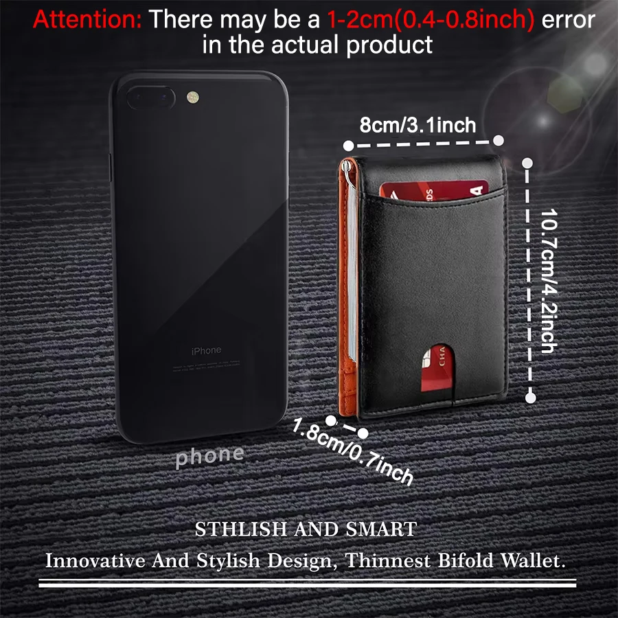 Synthetic Leather Slim Smart Wallet for Men Credit Card Holder Money Clip RFID Blocking Men Thin Bifold Wallet Walet Money Bag - Image 2
