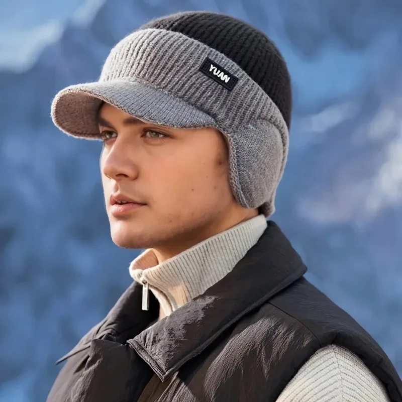 Dual-Tone Knit Baseball Cap - Outdoor Activities | Fashionable Dad Hat with Ear Protection | Perfect for Couples Hats for Men - Image 5