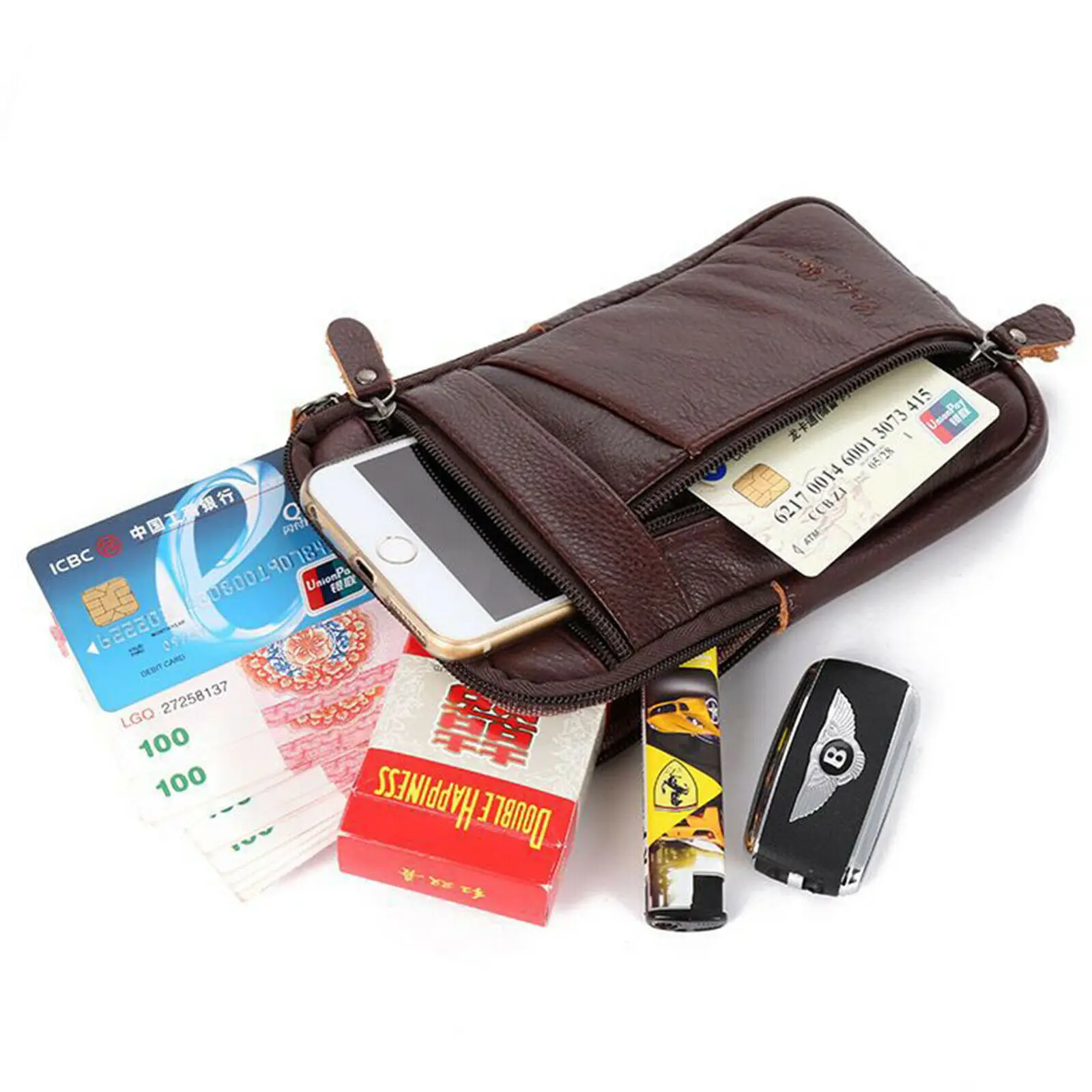 Men's Leather Small Bag Fashion Phone Pouch Belt Bag Shoulder Crossbody Waist Pack Vintage Multi-Function Mens Mini Bag 2022 New - Image 2