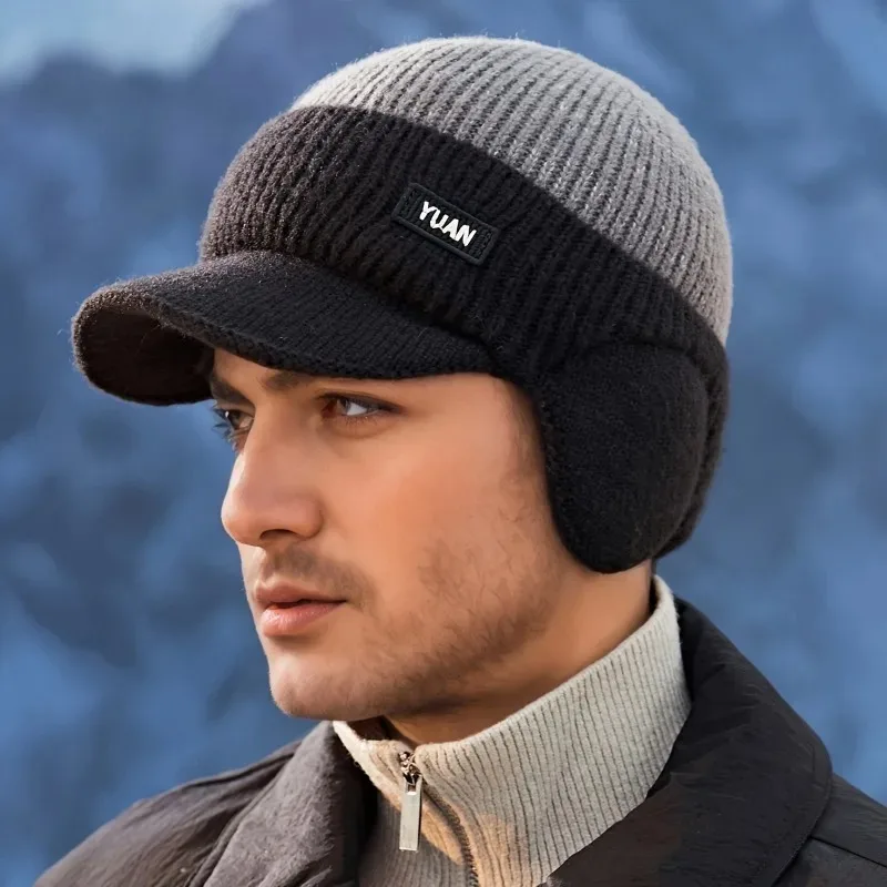 Dual-Tone Knit Baseball Cap - Outdoor Activities | Fashionable Dad Hat with Ear Protection | Perfect for Couples Hats for Men - Image 6