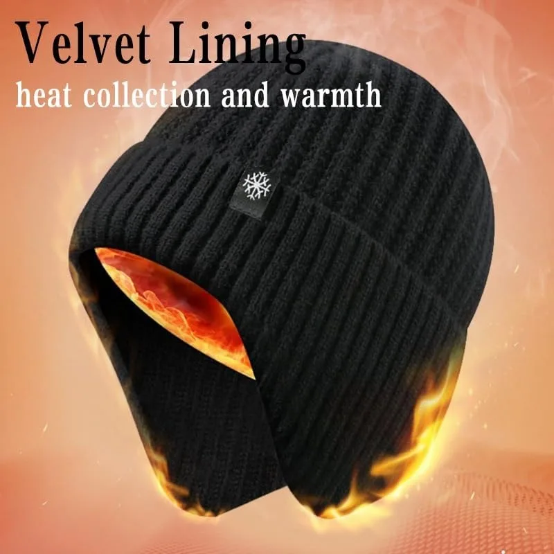 Men Winter Knitted Hat Plush Warmth Peaked Cap Outdoor Earmuff Casual Fashion Faux Fur Lined Bomber Hats Cycling Ear Protection - Image 2