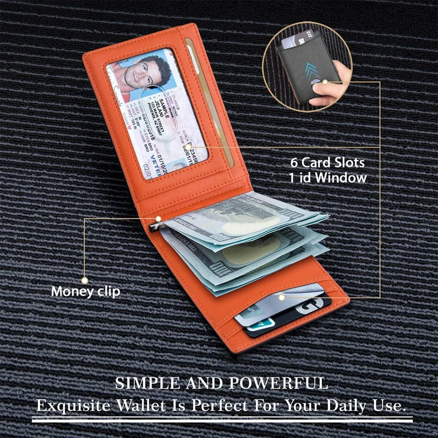 Synthetic Leather Slim Smart Wallet for Men Credit Card Holder Money Clip RFID Blocking Men Thin Bifold Wallet Walet Money Bag - Image 3