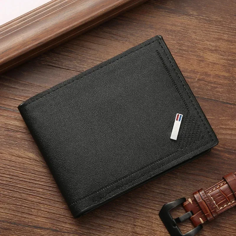 Men's leather short wallet thin wallet foldable minimalist soft leather wallet - Image 6
