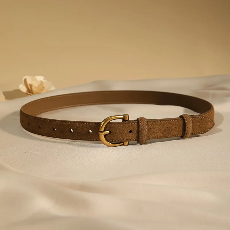 Luxury suede belt for women Stylish Leather belt Gold pin buckle Cow Leather Branded belt Clothing accessories women belt - Image 3