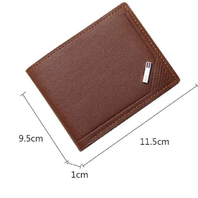 Men's leather short wallet thin wallet foldable minimalist soft leather wallet - Image 5