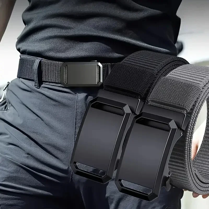 2025 New Automatic Buckle Belt, Canvas Tactical Workwear Casual Outdoor Military Training Pants Belt For Men